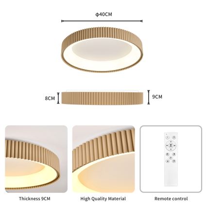 Brilagi - Dimmable LED Ceiling Light FALCON MODERN LED/30W/230V 3000-6500K Ø 40 cm Beige + Remote Control