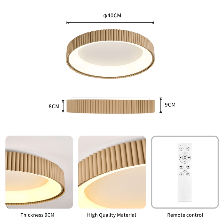Brilagi - Dimmable LED Ceiling Light FALCON MODERN LED/30W/230V 3000-6500K Ø 40 cm Beige + Remote Control