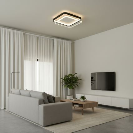 Brilagi - Dimmable LED ceiling light FLARE LED/43W/230V 3000-6000K 39,5x45 cm white/black + remote control