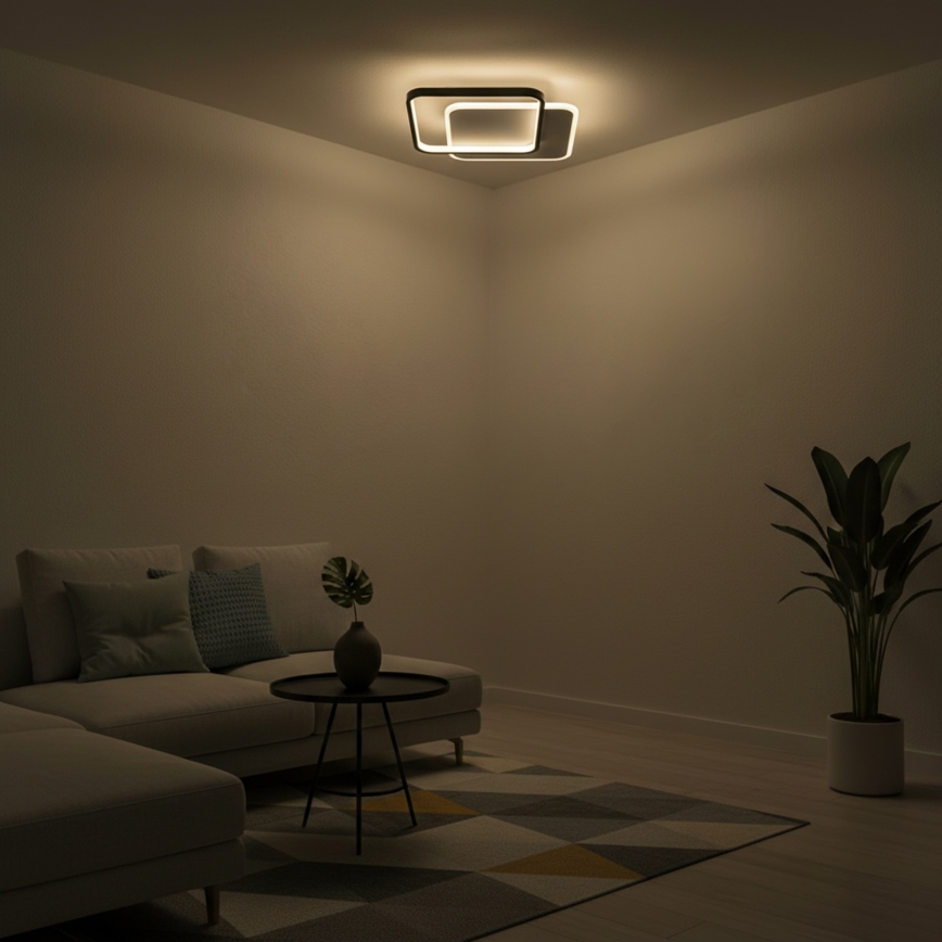 Brilagi - Dimmable LED ceiling light FLARE LED/43W/230V 3000-6000K 39,5x45 cm white/black + remote control