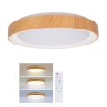 Brilagi - Dimmable LED ceiling light FLOCO LED/48W/230V Ø 40 cm wood decor/white + remote control