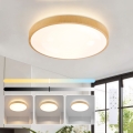 Brilagi - Dimmable LED Ceiling Light GLASS POOL DOUBLE LED/48W/230V 3000-6000K 40 cm wood-effect finish + remote control