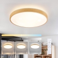 Brilagi - Dimmable LED Ceiling Light GLASS POOL DOUBLE LED/60W/230V 3000-6000K 50 cm wood finish + remote control