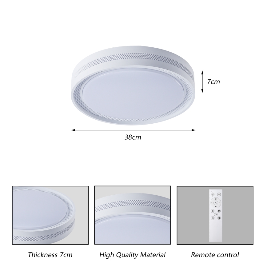 Brilagi - KREON Dimmable LED Ceiling Light LED/54W/230V 3000-6000K, Black, Ø 38 cm + Remote Control