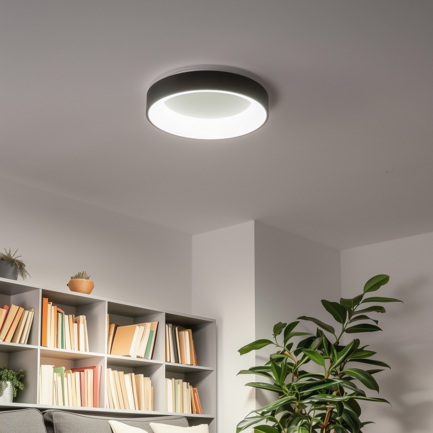Brilagi - LED Dimmable Ceiling Light FALCON LED/40W/230V 3000-6500K Ø 45 cm Black + Remote Control