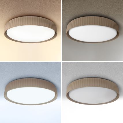 Brilagi - LUCIA LED Dimmable Ceiling Light LED/48W/230V 3000-6500K Ø41 cm Brown + Remote Control