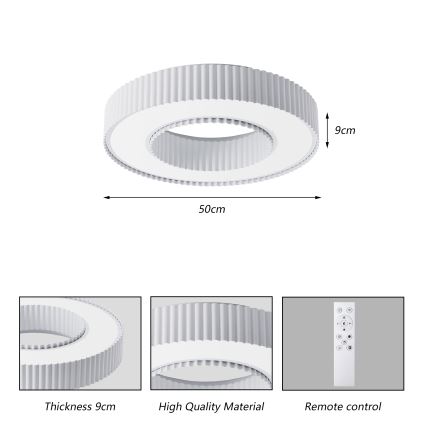 Brilagi - LUMIX Dimmable LED Ceiling Light LED/48W/230V 3000-6000K White, Ø 50 cm + Remote Control