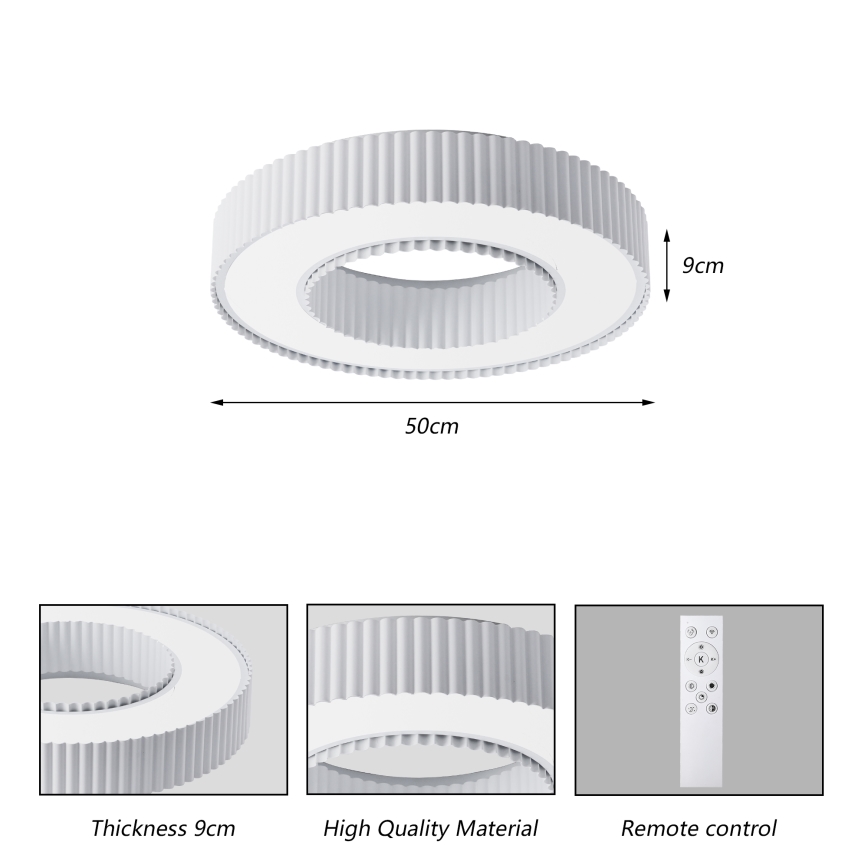 Brilagi - LUMIX Dimmable LED Ceiling Light LED/48W/230V 3000-6000K White, Ø 50 cm + Remote Control