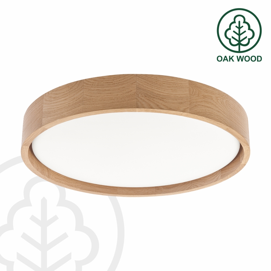 Brilagi - MANAROLA REMOTE LED Dimmable Ceiling Light, 24 W, 230 V, 3000–6500 K, Ø 41 cm, Oak + Remote Control
