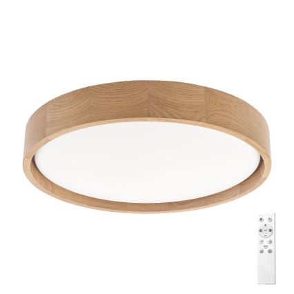 Brilagi - MANAROLA REMOTE LED Dimmable Ceiling Light, 24 W, 230 V, 3000–6500 K, Ø 41 cm, Oak + Remote Control