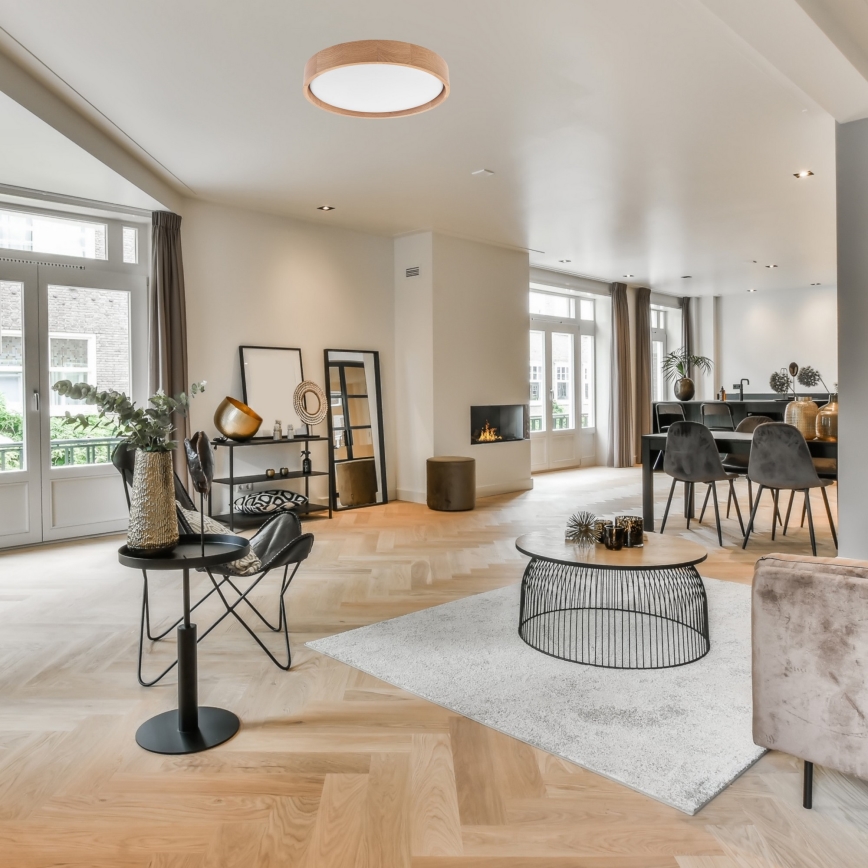 Brilagi - MANAROLA Dimmable LED Ceiling Light LED/24W/230V Ø 42 cm 3000-6500K Oak + Remote Control