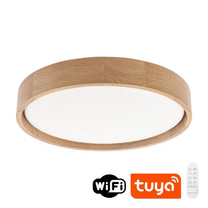 Brilagi - MANAROLA SMART STARS LED Dimmable Ceiling Light LED/24W/230V 3000–6000K Wi-Fi Tuya Beacon Ø 41 cm Oak + Remote Control