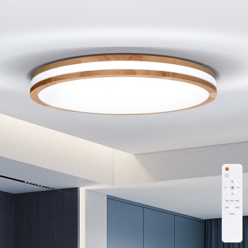Brilagi - Dimmable LED ceiling light MOLINA LED/60W/230V 3000-6500K oak Ø 58 cm + remote control