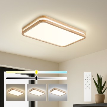 BRILAGI - Dimmable LED ceiling light MOLINA SQUARE LED/54W/230V 3000-6000K oak 60x40 cm + remote control