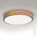 BRILAGI - Dimmable LED ceiling light PILANA LED/48W/230V 3000-6500K oak/gold Ø 40 cm + remote control