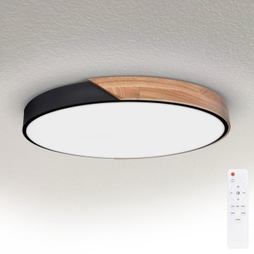 Brilagi - Dimmable LED Ceiling Light PILANA LED/60W/230V 3000-6500K Oak/Black Ø 58.5 cm + remote control