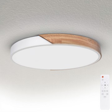 Brilagi - Dimmable LED Ceiling Light PILANA LED/60W/230V 3000-6500K Oak/White Ø 60 cm + Remote Control