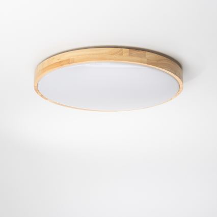 Brilagi - PINE Dimmable LED Ceiling Light LED/24W/230V, Wooden, dia. 42 cm, 3000-6500K + Remote Control