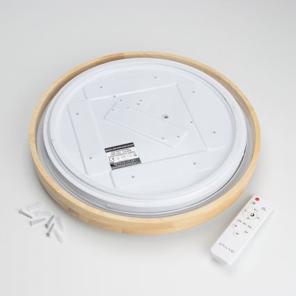Brilagi - PINE Dimmable LED Ceiling Light LED/24W/230V, Wooden, dia. 42 cm, 3000-6500K + Remote Control