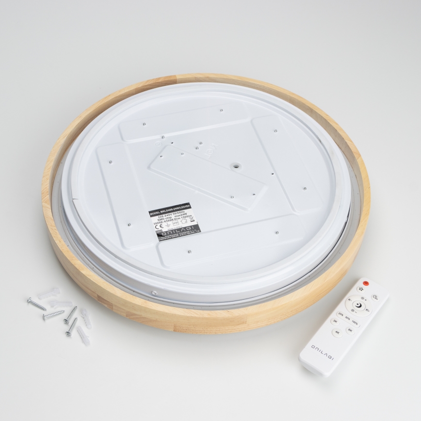 Brilagi - PINE Dimmable LED Ceiling Light LED/24W/230V, Wooden, dia. 42 cm, 3000-6500K + Remote Control