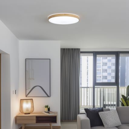 Brilagi - PINE LED Dimmable Ceiling Light LED/60W/230V, Wood, Ø 52 cm, 3000-6500K + Remote Control