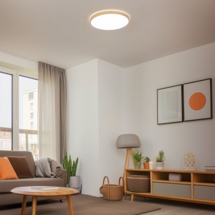 Brilagi - PINE LED Dimmable Ceiling Light LED/60W/230V, Wood, Ø 52 cm, 3000-6500K + Remote Control