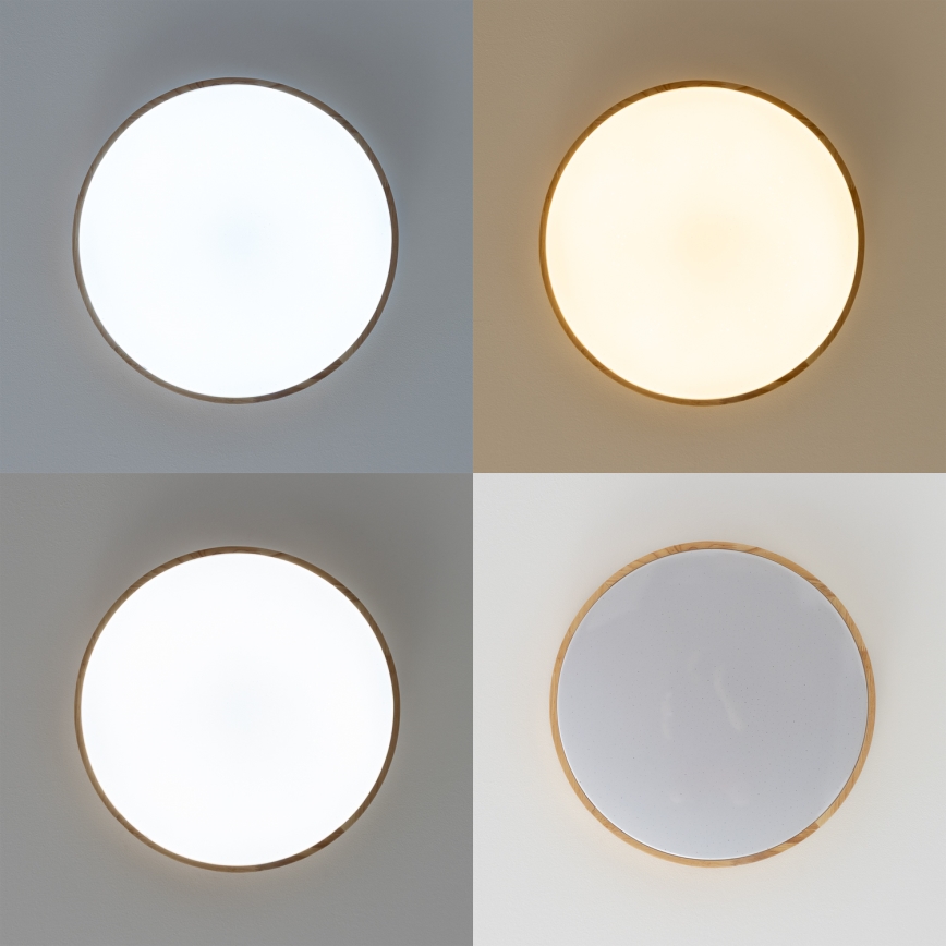 Brilagi - PINE LED Dimmable Ceiling Light LED/60W/230V, Wood, Ø 52 cm, 3000-6500K + Remote Control