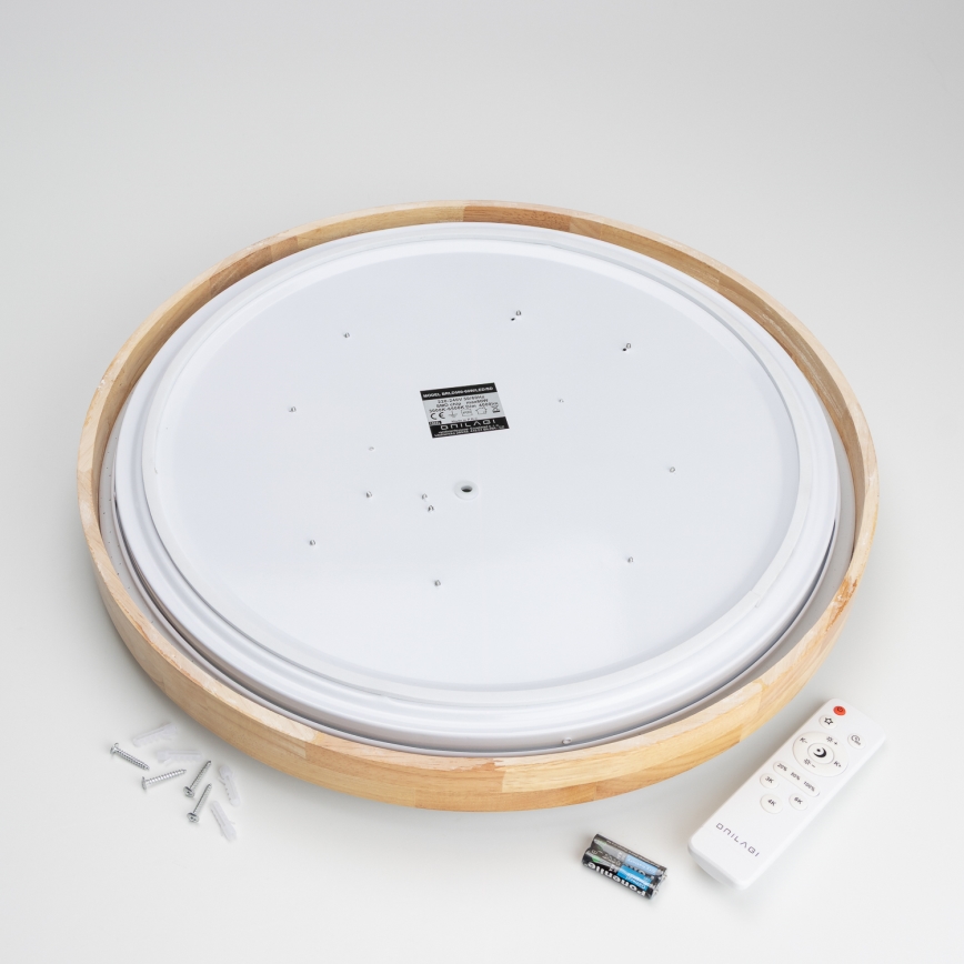 Brilagi - PINE LED Dimmable Ceiling Light LED/60W/230V, Wood, Ø 52 cm, 3000-6500K + Remote Control