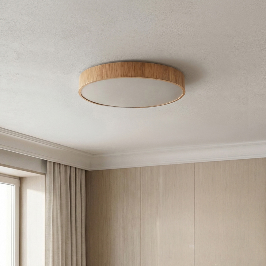 Brilagi - POOL Dimmable LED Ceiling Light 36W/230V 3000-6000K Ø 30 cm Wood Finish + Remote Control