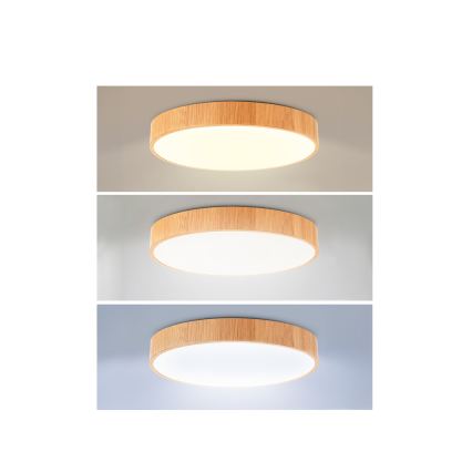 Brilagi - POOL Dimmable LED Ceiling Light 36W/230V 3000-6000K Ø 30 cm Wood Finish + Remote Control