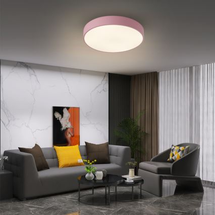 Brilagi - Dimmable LED ceiling light POOL LED/48W/230V 3000-6000K Ø 40 cm pink + remote control