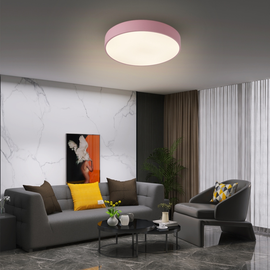 Brilagi - Dimmable LED ceiling light POOL LED/48W/230V 3000-6000K Ø 40 cm pink + remote control