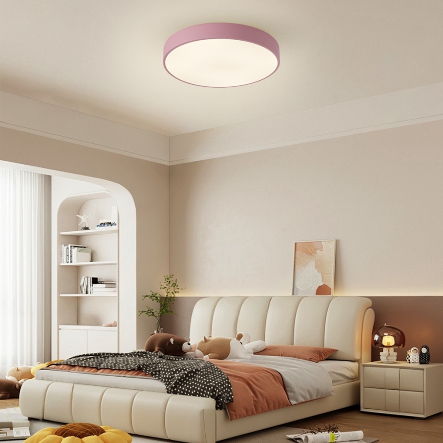 Brilagi - Dimmable LED ceiling light POOL LED/48W/230V 3000-6000K Ø 40 cm pink + remote control