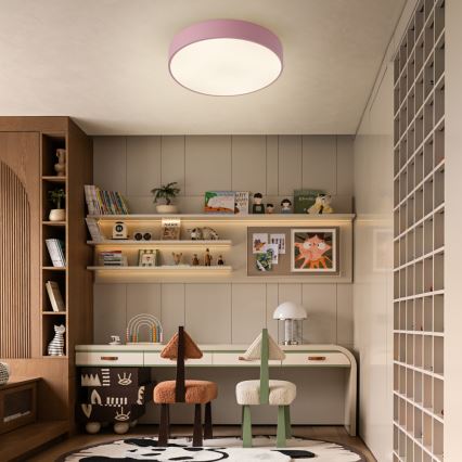 Brilagi - Dimmable LED ceiling light POOL LED/48W/230V 3000-6000K Ø 40 cm pink + remote control