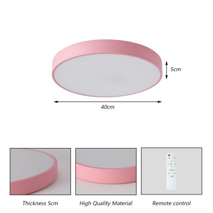 Brilagi - Dimmable LED ceiling light POOL LED/48W/230V 3000-6000K Ø 40 cm pink + remote control