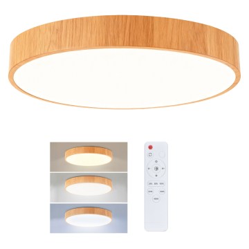Brilagi - Dimmable LED Ceiling Light POOL LED/50W/230V 3000-6000K dia. 40 cm Wood Finish + Remote Control