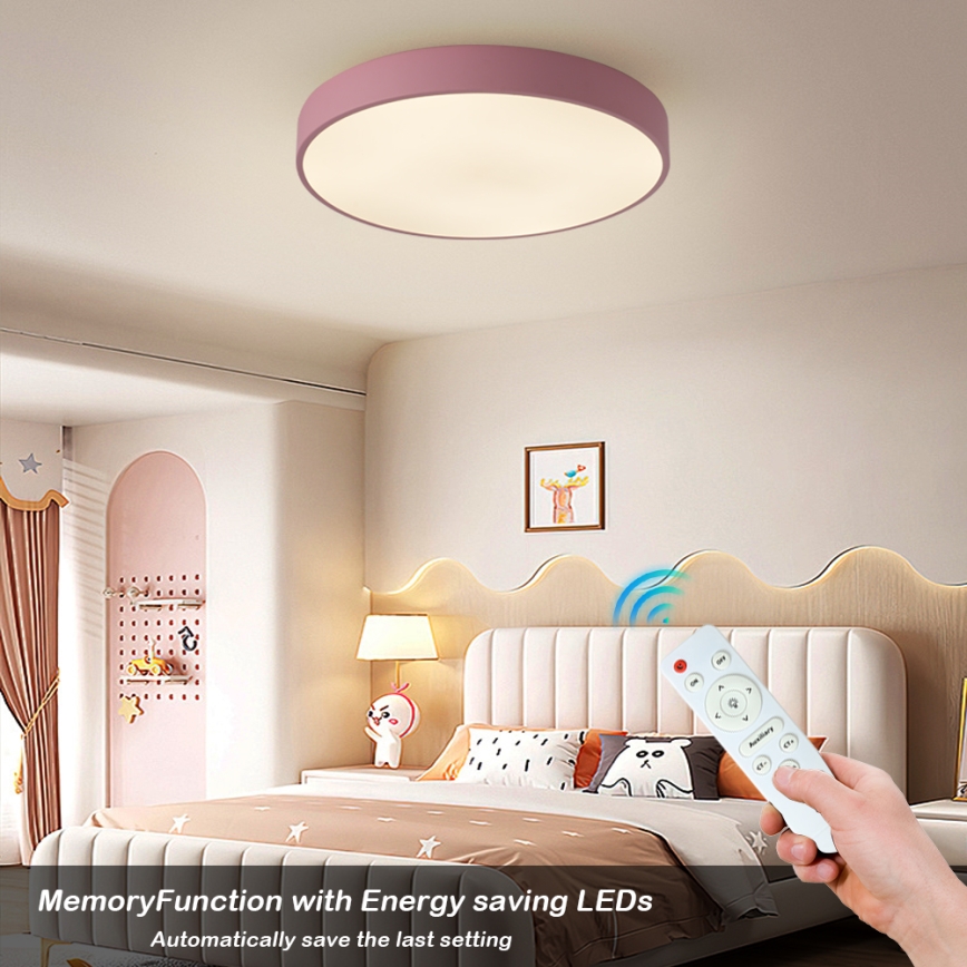 Brilagi - POOL dimmable LED ceiling light 60W/230V, 3000–6000 K (tunable white), Ø 50 cm, pink + remote control