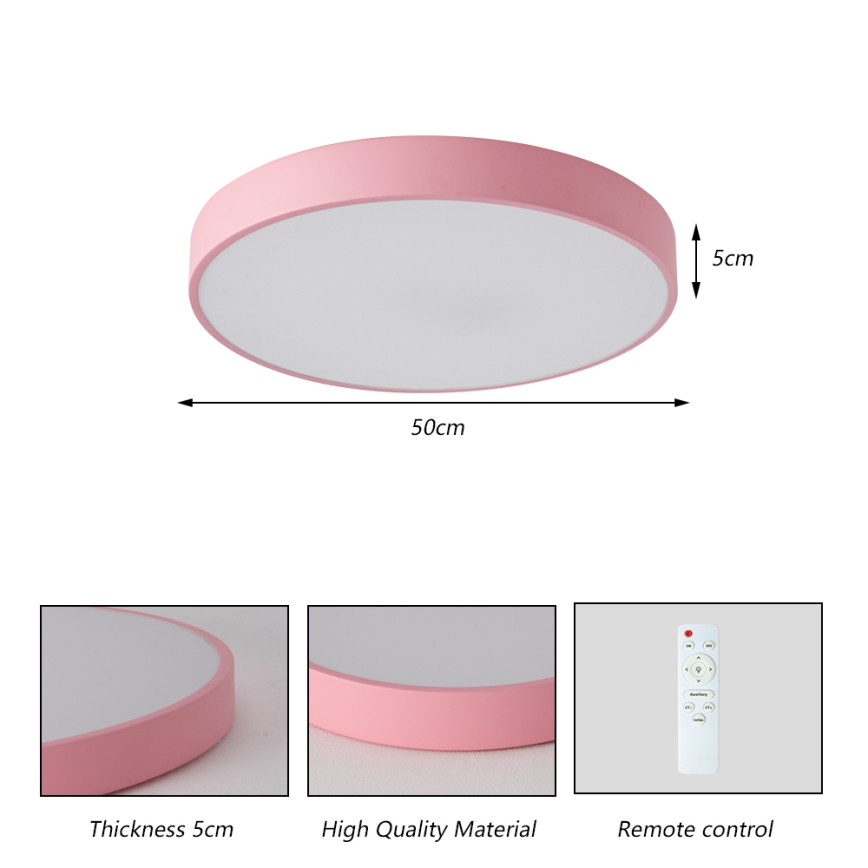 Brilagi - POOL dimmable LED ceiling light 60W/230V, 3000–6000 K (tunable white), Ø 50 cm, pink + remote control