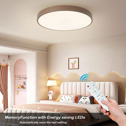 Brilagi - Dimmable LED ceiling light POOL LED/60W/230V 3000-6000K Ø 60 cm brown + remote control
