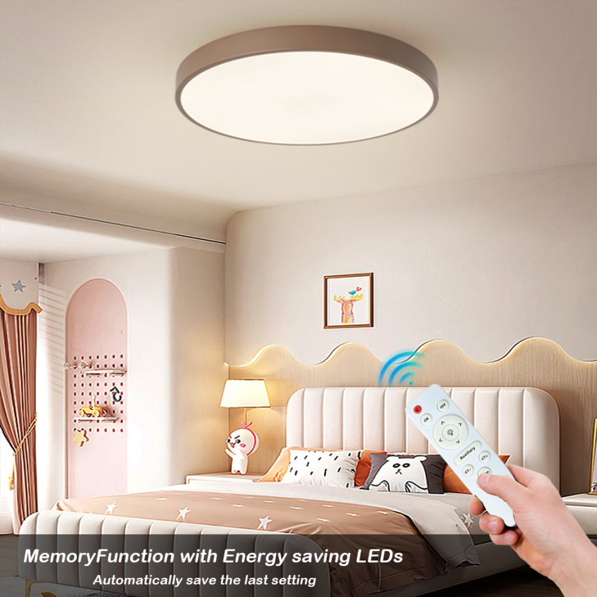 Brilagi - Dimmable LED ceiling light POOL LED/60W/230V 3000-6000K Ø 60 cm brown + remote control