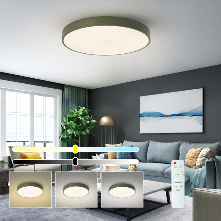 Brilagi - POOL LED Dimmable Ceiling Light 60W/230V 3000-6000K Ø 60 cm Green + Remote Control