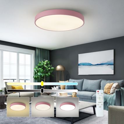 Brilagi - POOL LED Dimmable Ceiling Light 60W/230V 3000-6000K Ø 60 cm Pink + Remote Control