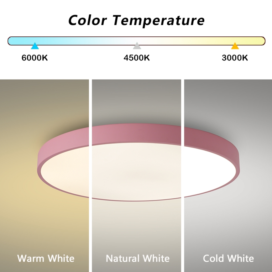 Brilagi - POOL LED Dimmable Ceiling Light 60W/230V 3000-6000K Ø 60 cm Pink + Remote Control