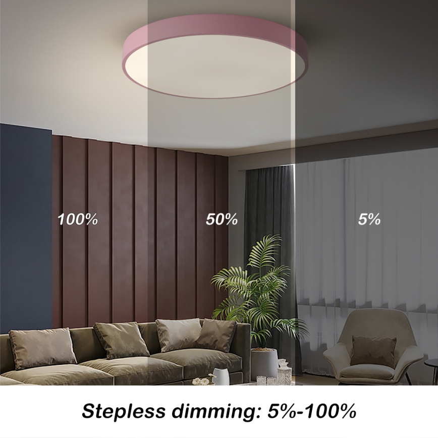 Brilagi - POOL LED Dimmable Ceiling Light 60W/230V 3000-6000K Ø 60 cm Pink + Remote Control