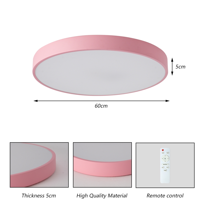 Brilagi - POOL LED Dimmable Ceiling Light 60W/230V 3000-6000K Ø 60 cm Pink + Remote Control