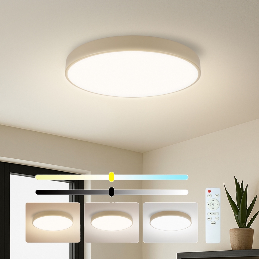 Brilagi - Dimmable LED ceiling light POOL LED/60W/230V 3000-6000K Ø 50 cm beige + remote control
