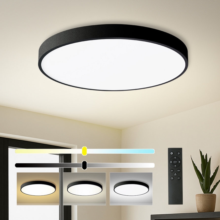 Brilagi - Dimmable LED Ceiling Light POOL SMART LED/100W/230V 3000-6000K Ø 80 cm Wi-Fi Tuya Black + Remote Control