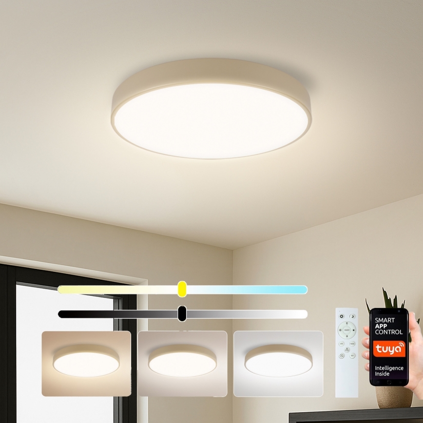 Brilagi - Dimmable LED ceiling light POOL SMART LED/48W/230V 3000-6000K Ø 40 cm Wi-Fi Tuya beige + remote control