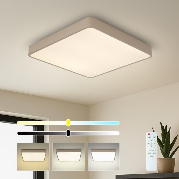 BRILAGI - Dimmable LED Ceiling Light POOL SQUARE LED/48W/230V 3000-6000K 50x50 cm beige + remote control