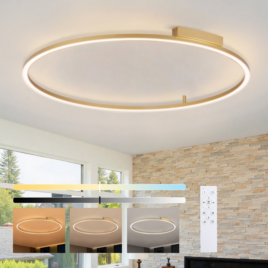 Brilagi - Dimmable LED Ceiling Light PORTOFINO LED/85W/230V 3000–6000K Ø 120 cm Gold + Remote Control